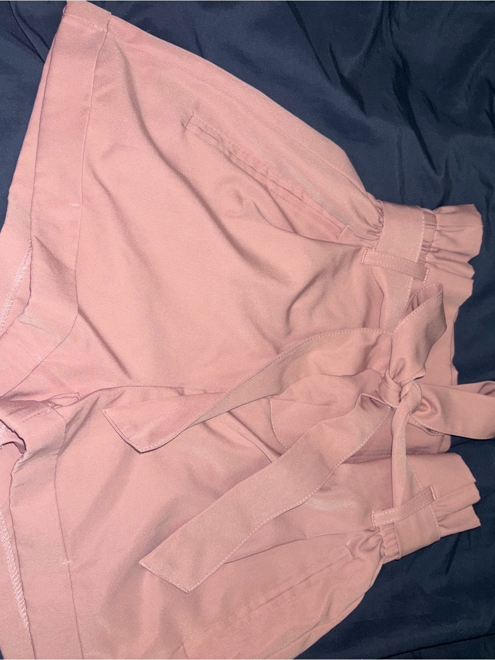 Charlotte Russe High-Waist Paperbag Shorts in Blush Pink